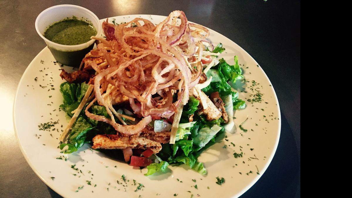 
Tap House blackened chicken salad with lime-cilantro vinaigrette.
