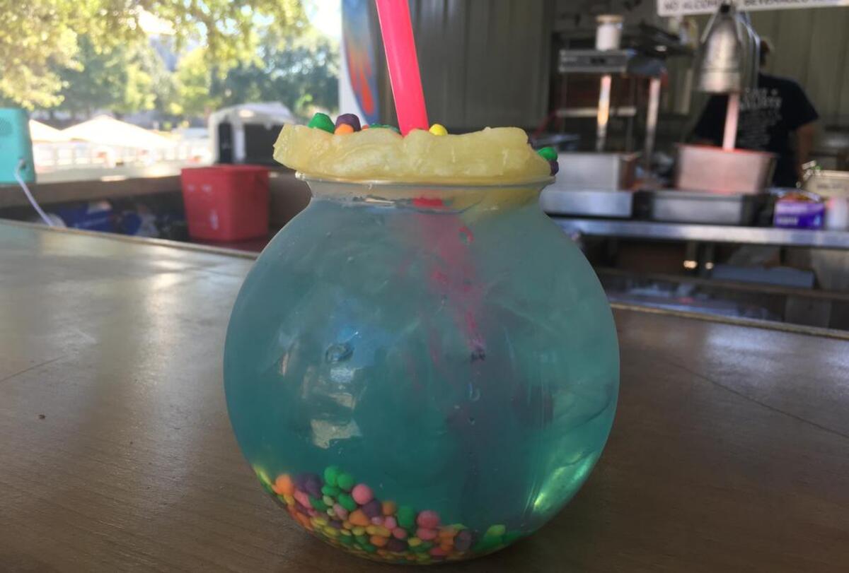 The Gulf Coast Fish Bowl is made with wine.
