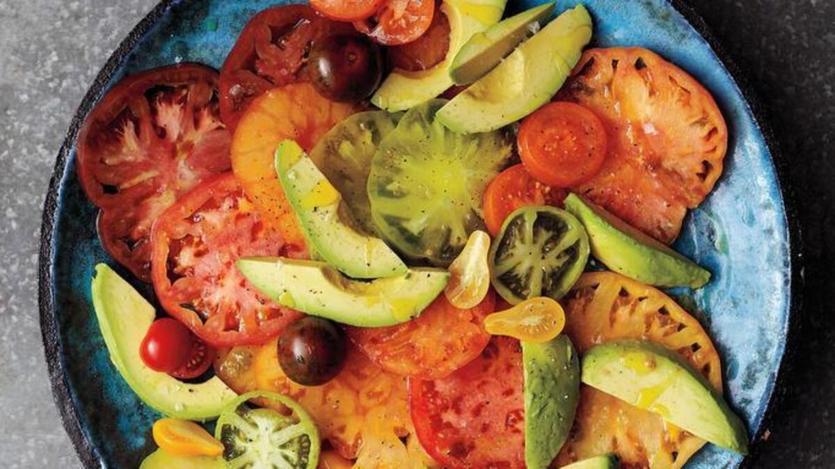 
This tomato and avocado salad is a delicious match for fried catfish or grilled steak or chicken. 
