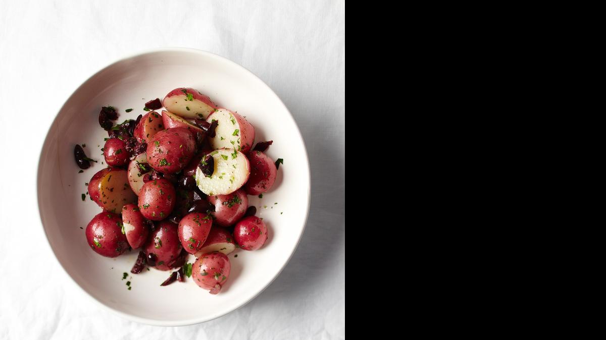 
 Potato and Olive Salad: This hearty salad goes well with lamb or broiled fish fillets. 
