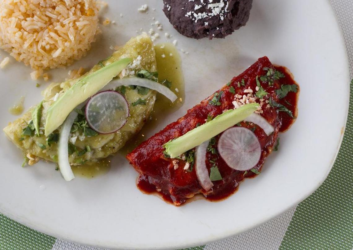 A shrimp enchilada plate is a spicy choice for lunch.