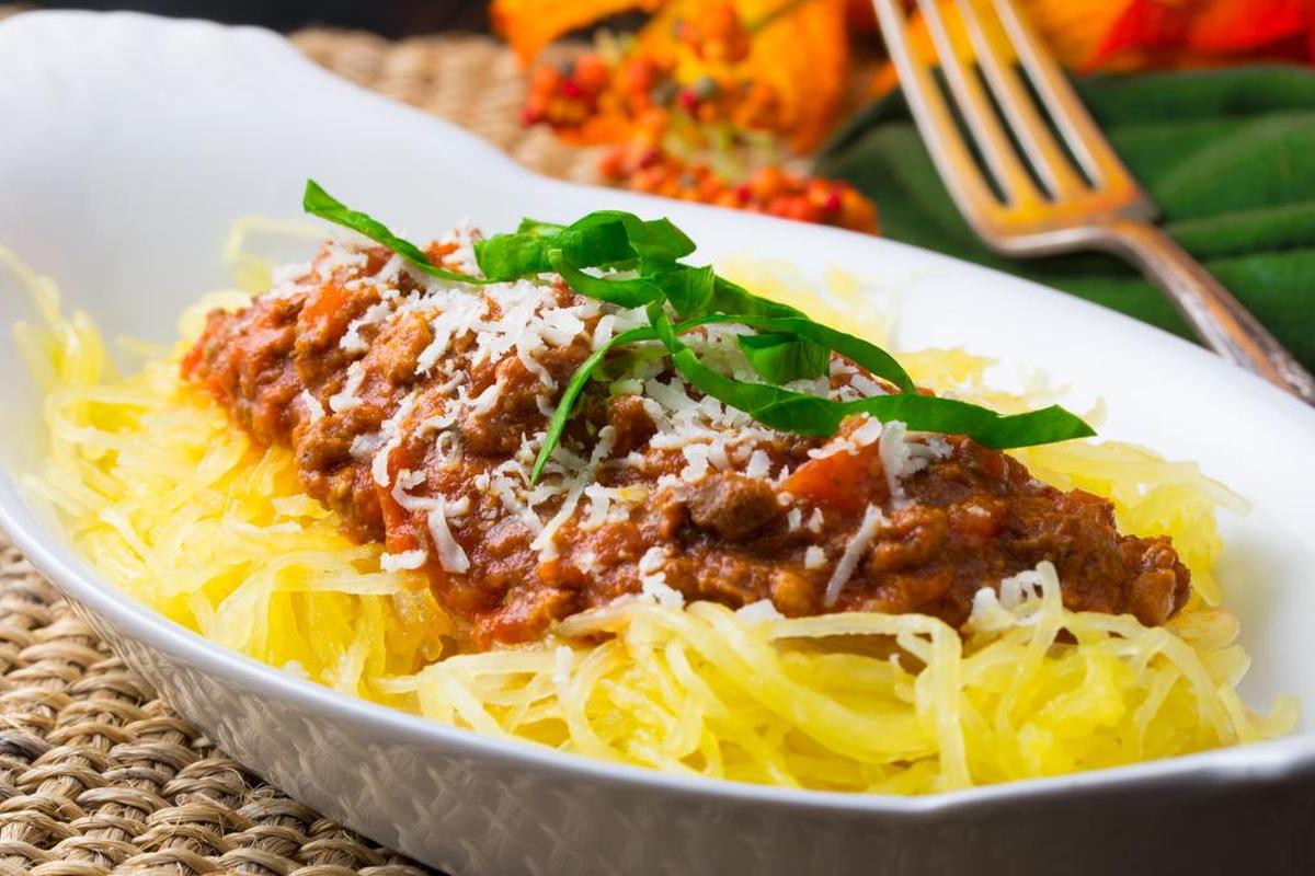 Spaghetti squash with meat sauce