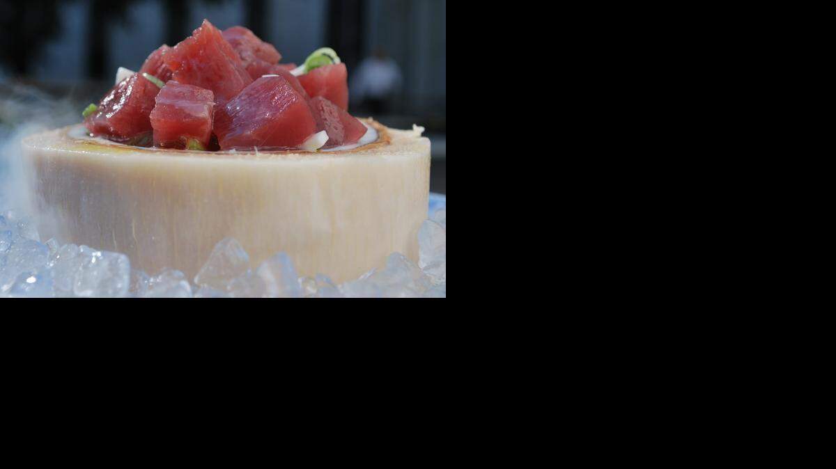 
Yellowfin tuna ceviche with kaffir and young coconut at San Salvaje in Dallas.
