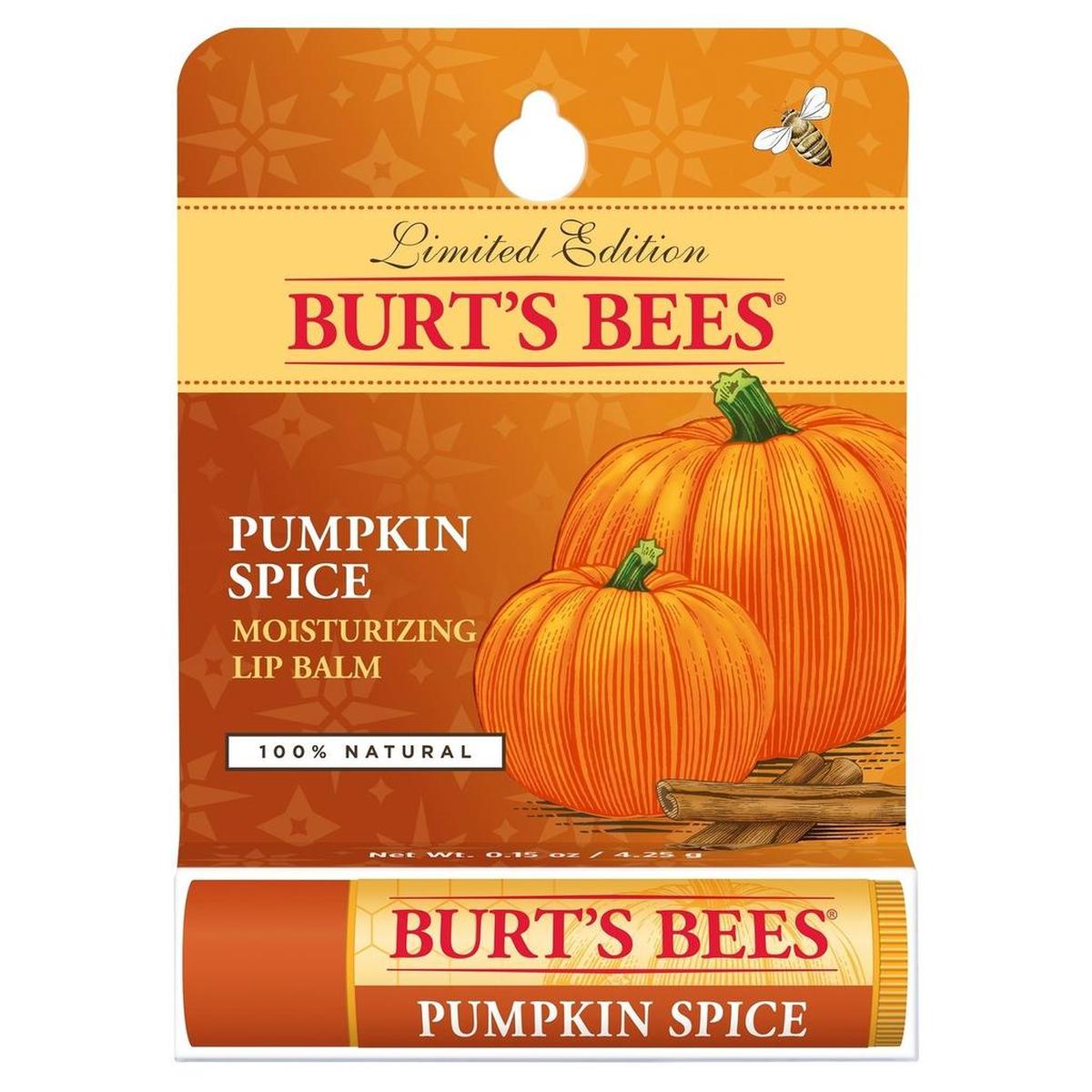 Burt’s Bees Pumpkin Spice Lip Balm, $3.30, www.burtsbees.com.