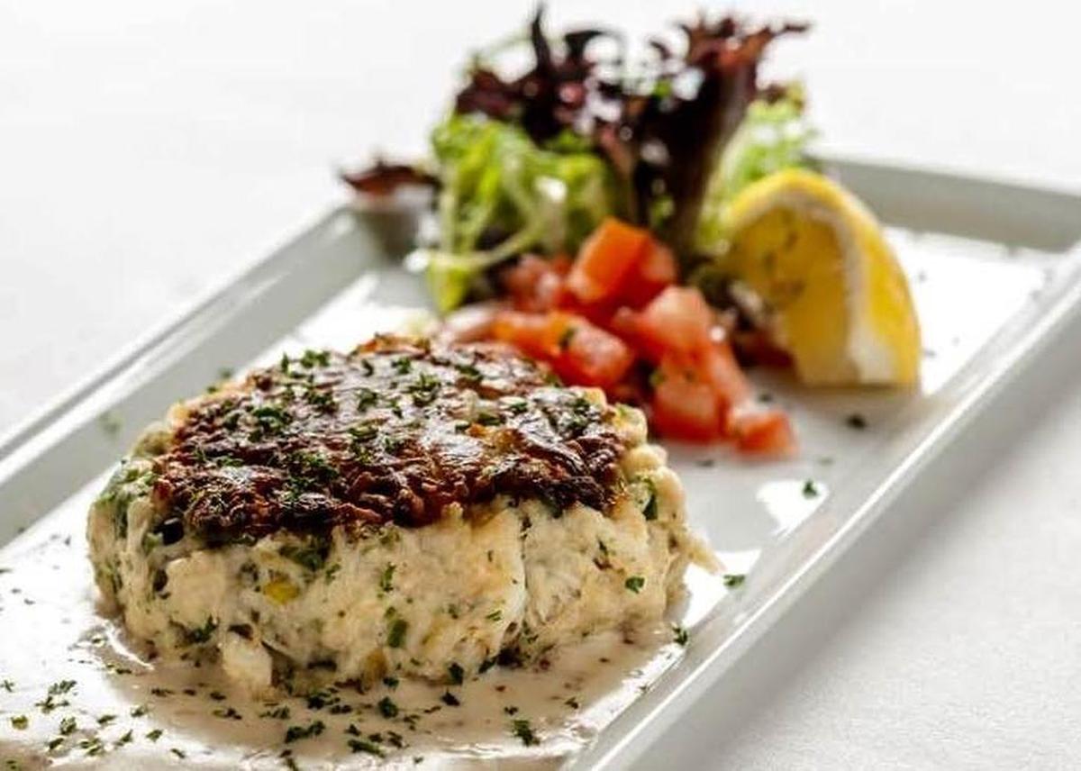 The Silver Fox crabcake is discounted on the happy hour menu.