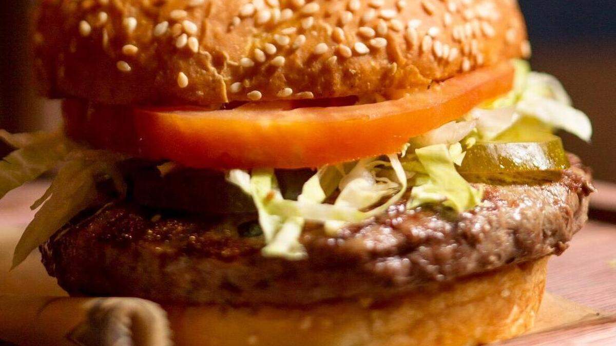 A 44 Farms burger at the Stadium Club in Arlington.