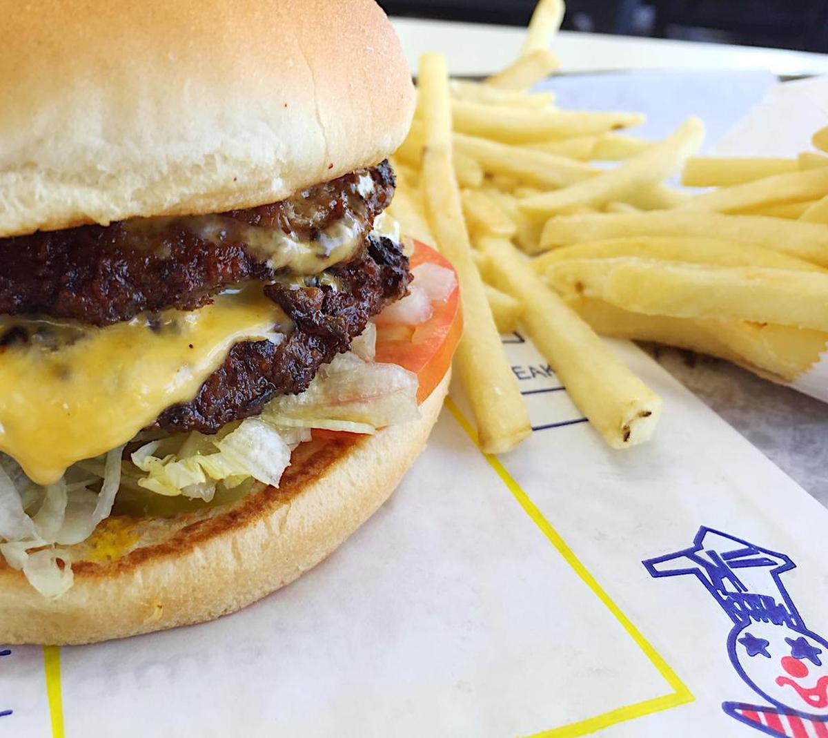 Double cheeseburger and fries from Griff’s on East Lancaster Avenue in Fort Worth