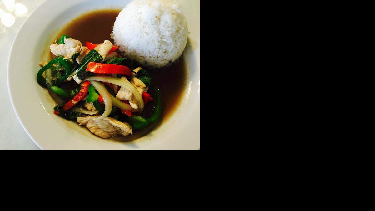 The spicy-basil chicken has fresh jalapeños at Mai Thai in Haslet.