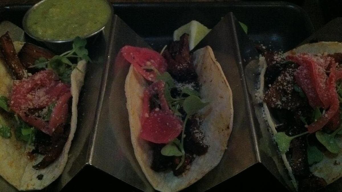 V-Eats brisket tacos