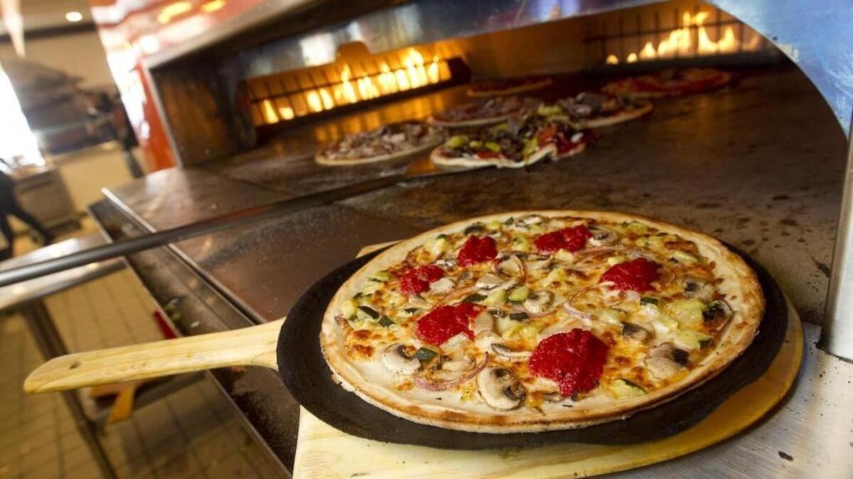 The Veg Out pizza (with gluten-free crust) at Blaze Fast-Fire'd Pizza in Arlington