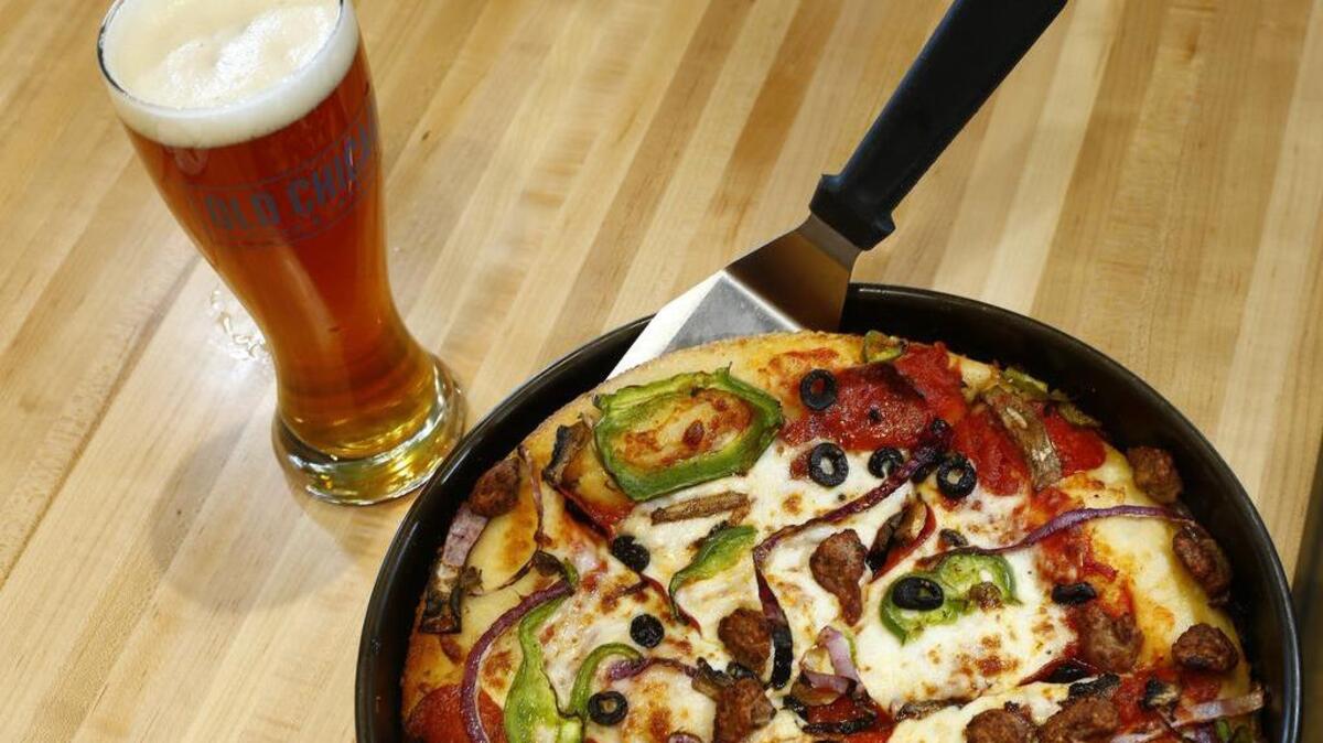 The Chicago 7 deep-dish pizza at Old Chicago Pizza & Taproom in far north Fort Worth