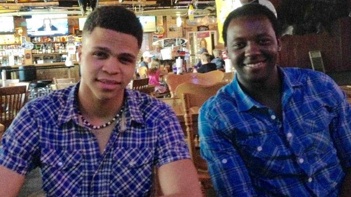 Fort Worth Food + Wine Festival 2015 scholarship recipients Xavier Thompson, left, and Camron Sanders at Fred’s Texas Cafe’s TCU location.