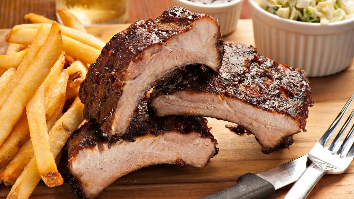 Memphis-style baby back ribs at Rock & Brews