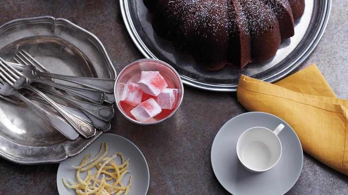 A Pleasing Ring: Add a touch of tang by serving each slice of this Sour Cream-Mocha Bundt Cake with strips of candied lemon zest.
