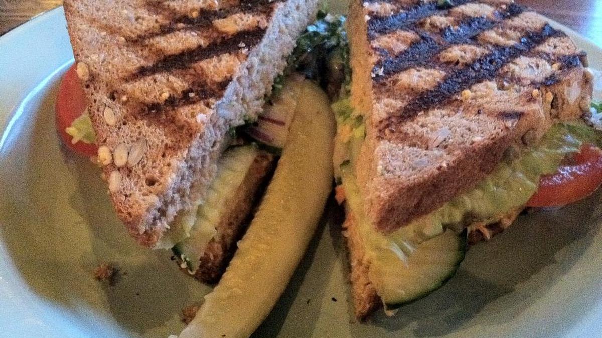 3-seed hummus sandwich at Great Harvest
