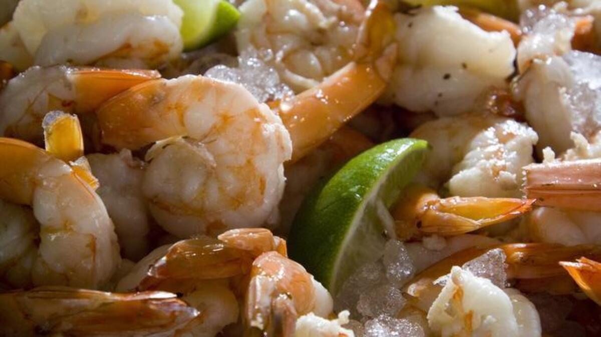 Shrimp on ice at chef Jon Bonnell’s Waters in Sundance Square.