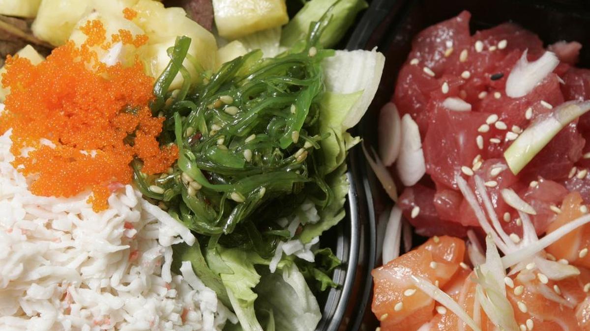 A to-go bowl at Ahi Poke in Arlington