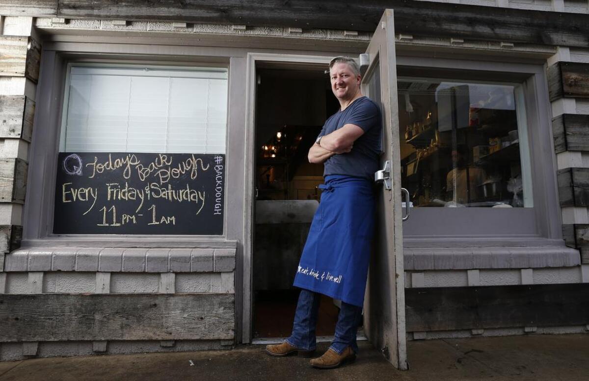 Chef Tim Love is making and selling gourmet donuts from "Back Dough", which is the back door of his Queenie's Steakhouse just off of the town square in Denton.