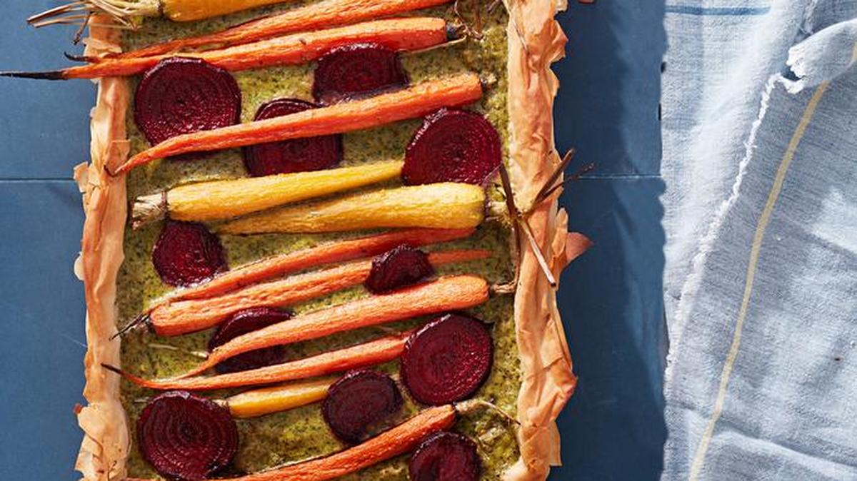 The sweetness of the vegetables is offset by the toasted spices in the chermoula.