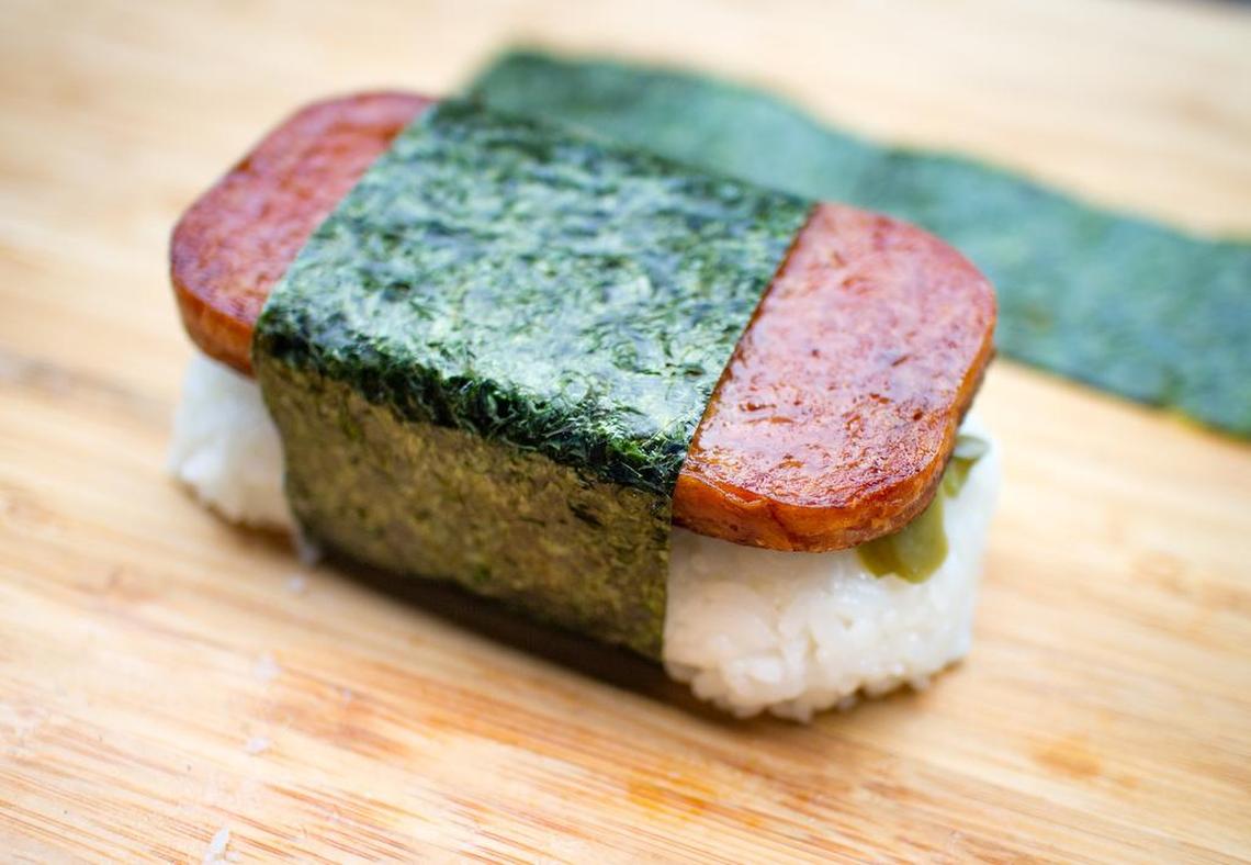 musubi wraped with nori.