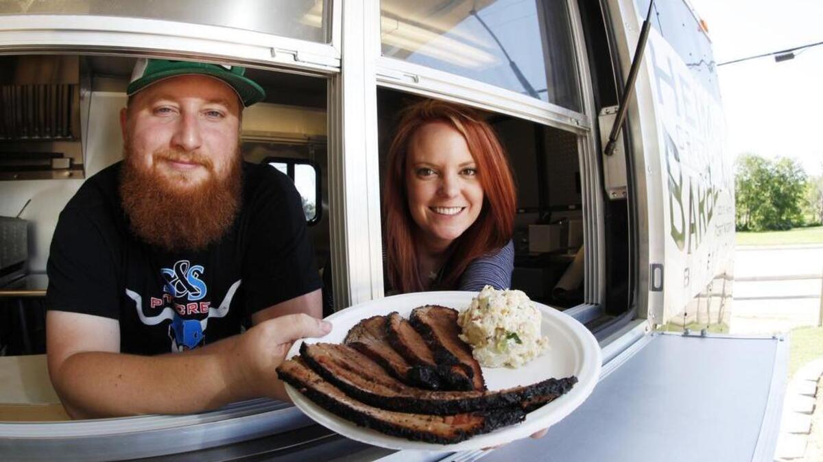 
Travis and Emma Heim of Heim Barbecue. The owners of the popular trailer, which operates out of the parking lot of a bar on the south side, have applied for a mixed-beverage permit at 1109 W. Magnolia Ave., the former home of Mijo’s Fusion.
