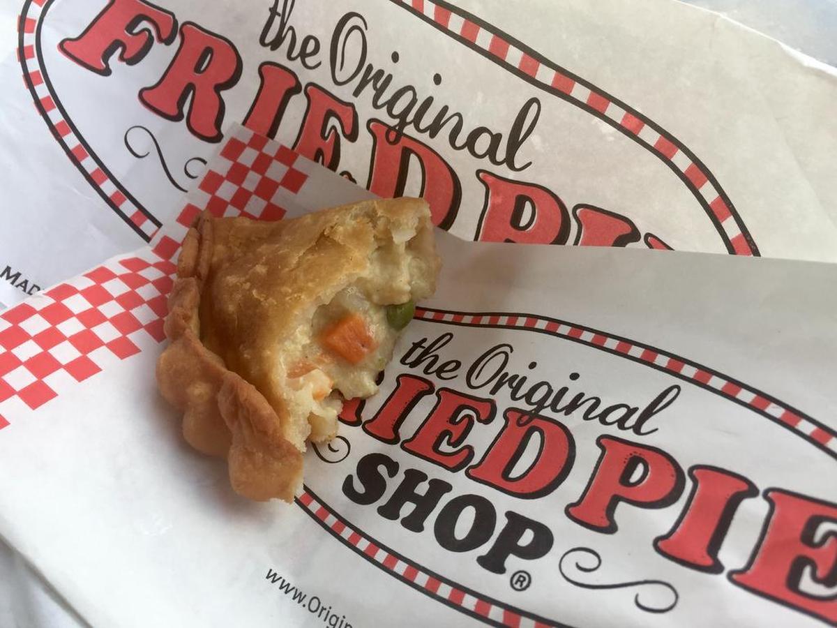 Yes, that’s a chicken potpie in a fried pie version at The Original Fried Pie Shop.