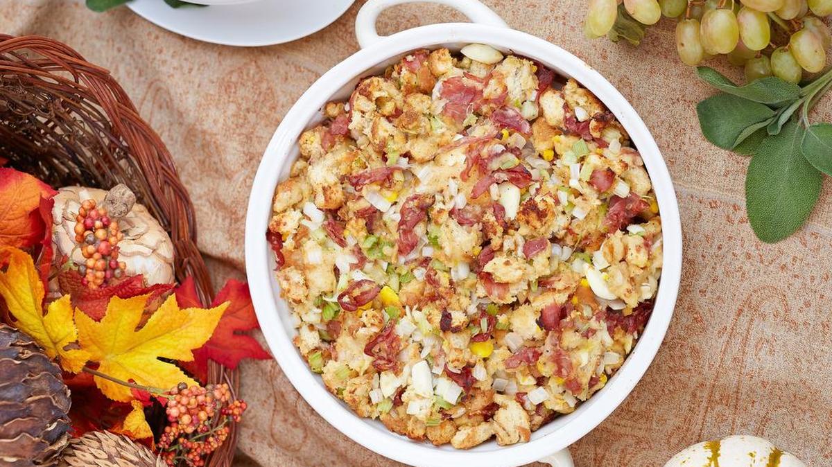 Italian stuffing: This unique 3-generation family recipe uses capicola, a red-peppered Italian ham, hard boiled eggs, and lots of Romano cheese.
