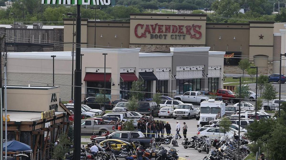 The scene at a Waco Twin Peaks on May 17, 2015, after a shooout between two motorcycle clubs that left nine dead.