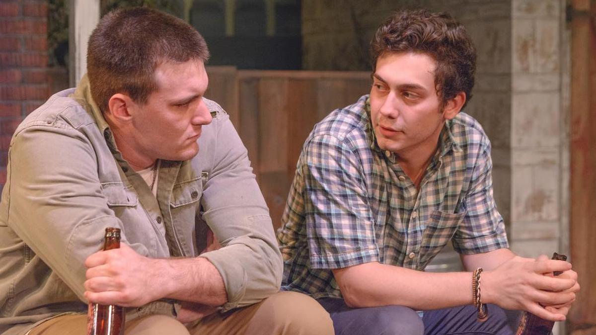 Chris Rothbauer (Eddie) and Jacob Oderberg (Rudy) in Circle Theatre’s production of Tom Dudzick’s “King O’ the Moon.”