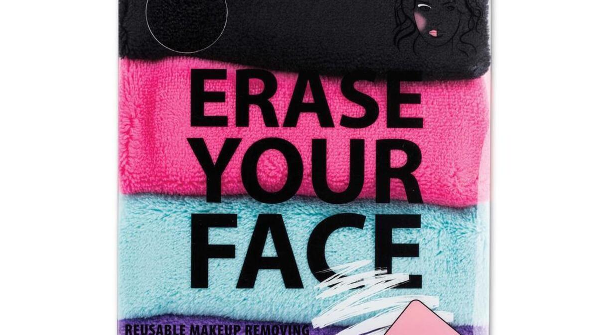 Danielle Creations’ Erase Your Face Reusable Makeup Removing Cloths (four-pack), $9.99, Bed Bath & Beyond.