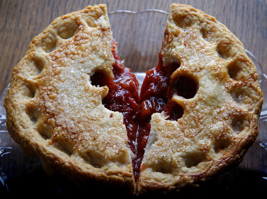 The strawberry-rhubarb pie, or “Valentine’s pie” at JudyPie is the shop’s most popular.