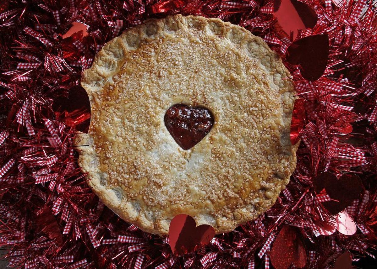 You might not get this Valentine’s pie at Judy Pie in Grapevine on National Pi Day, but you can get a slice of an available pie for $3.14.
