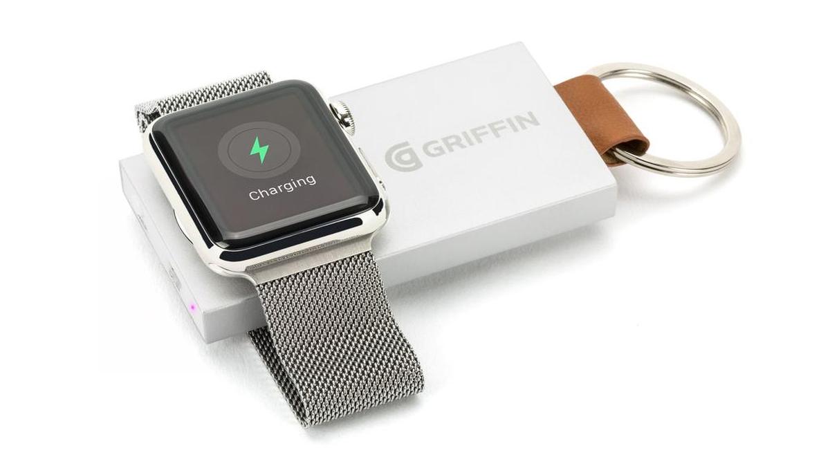 Power Boost. If your Apple Watch is one of the top items on your travel essentials list, then you’ll want to make sure you also include the Griffin Travel Power Bank. Thrown in your carry-on or attached to a set of keys, the keychain-sized external battery pack contains up to four full charges for the Apple Watch and can be recharged with a micro-USB cable. The Griffin Travel Power Bank is available this spring. $69.99, https://griffintechnology.com.