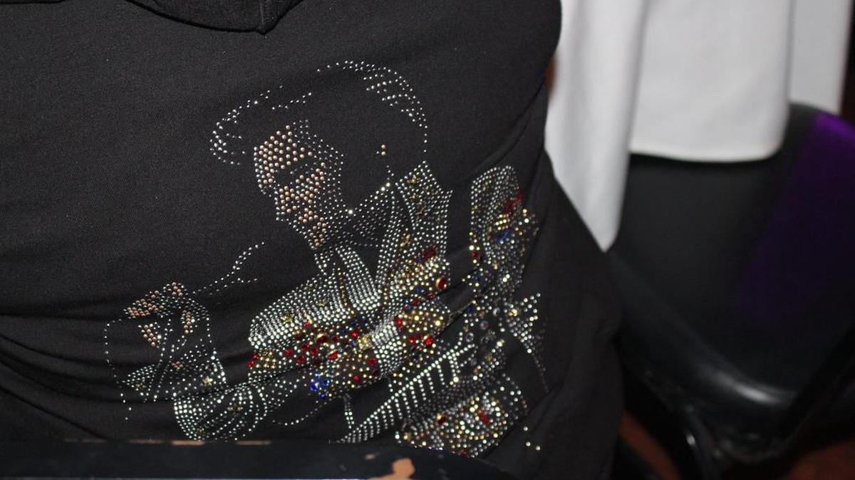 The King sparkles still on a T-shirt at the festival in Southfork.