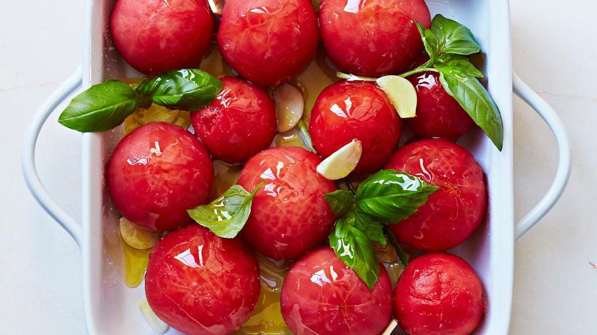 Tomato confit looks fresh and inviting.