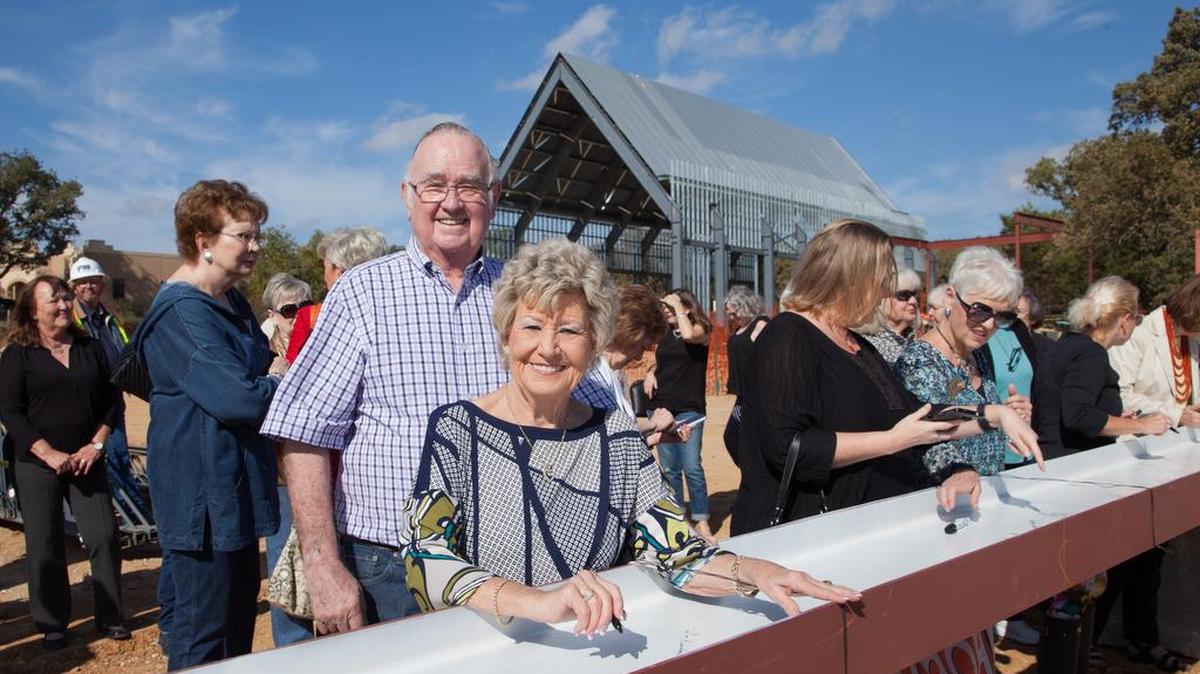 Don and Linda Bowden at the topping-out party.