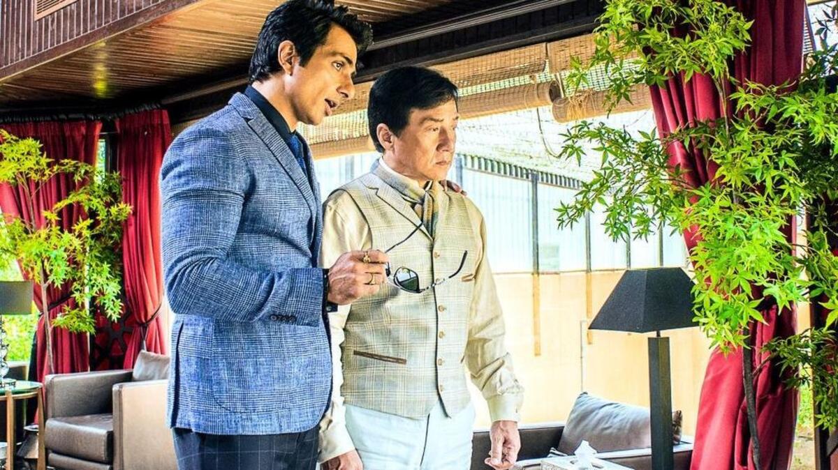 Sonu Sood, left, and Jackie Chan in ‘Kung Fu Yoga’