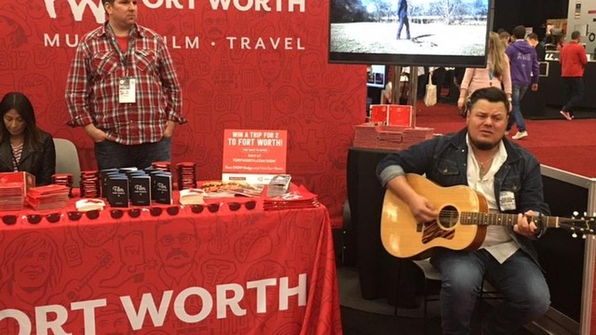 Joey Green performs at the Fort Worth booth at SXSW