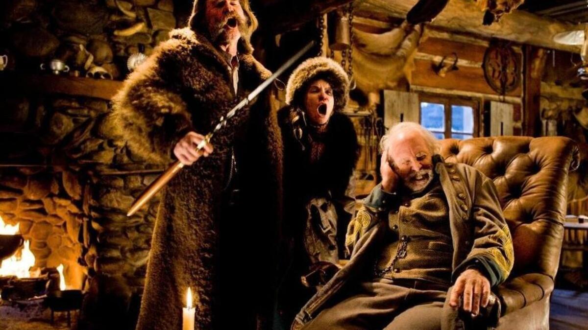 Kurt Russell, Jennifer Jason Leigh and Bruce Dern in ‘The Hateful Eight’