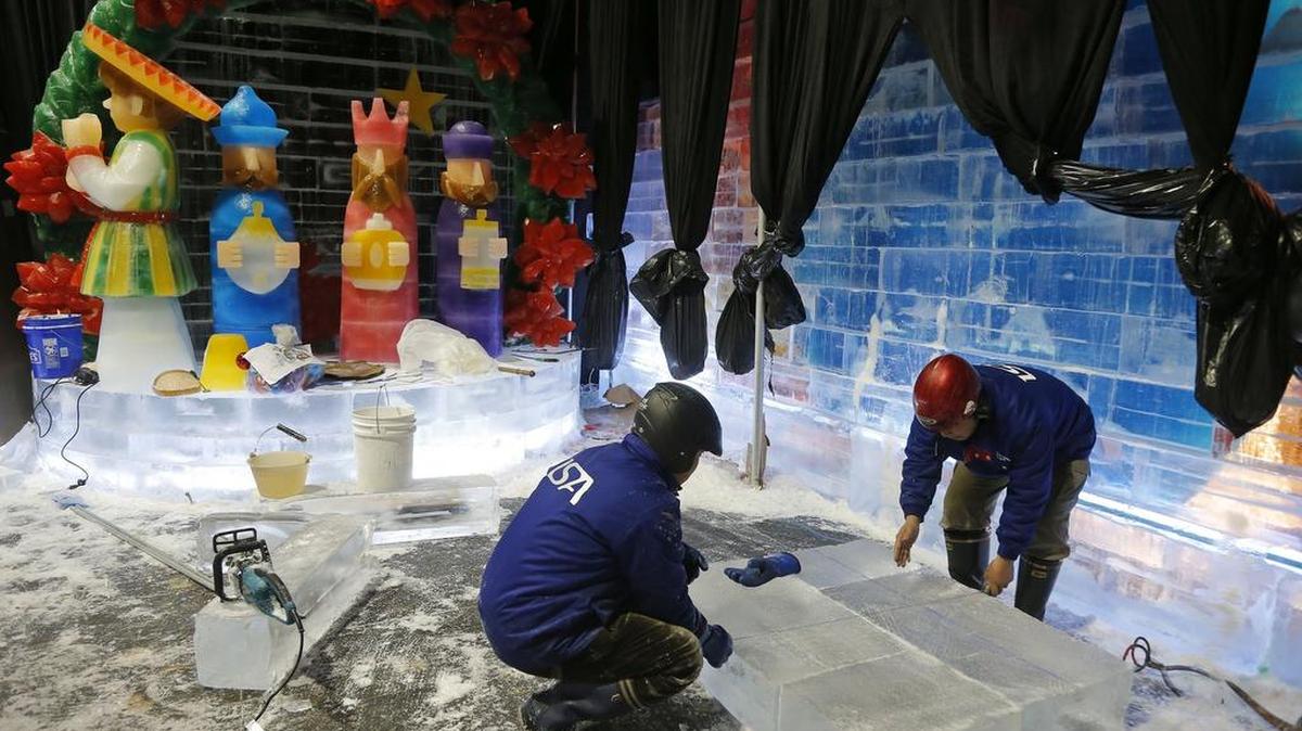 Artisans from Harbin, China, will carve 2 million pounds of ice for the ICE! exhibit at the Gaylord Texan this year.