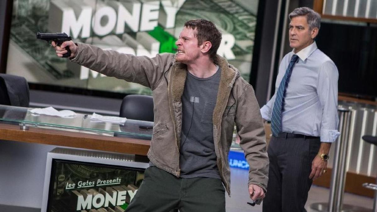 Jack O’Connell and George Clooney in ‘Money Monster’