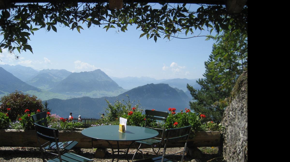 
The Felsentor retreat center operates a modest restaurant (with immodest views) especially for hikers.
