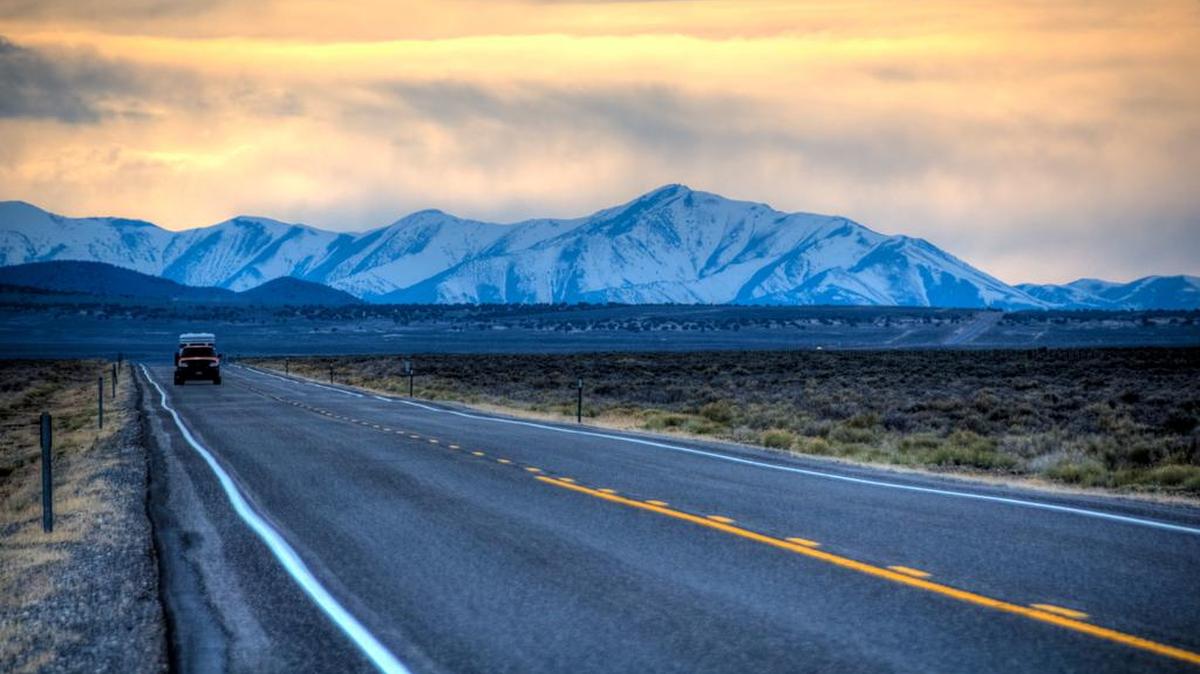 Stark desert and distant mountain views and 400 miles of quiet time await travelers on U.S. Highway 50.