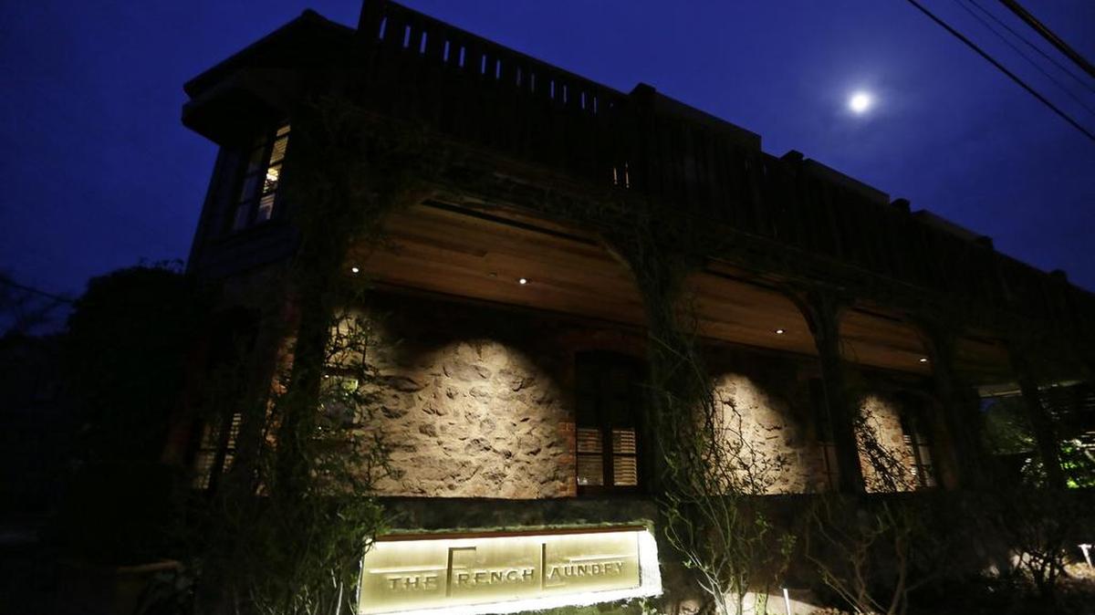 The moon rises over the French Laundry in Yountville, Calif. Celebrated chef Thomas Keller has just opened a state-of-the art new kitchen at his famed Napa Valley restaurant after spending $10 million on an extensive renovation.