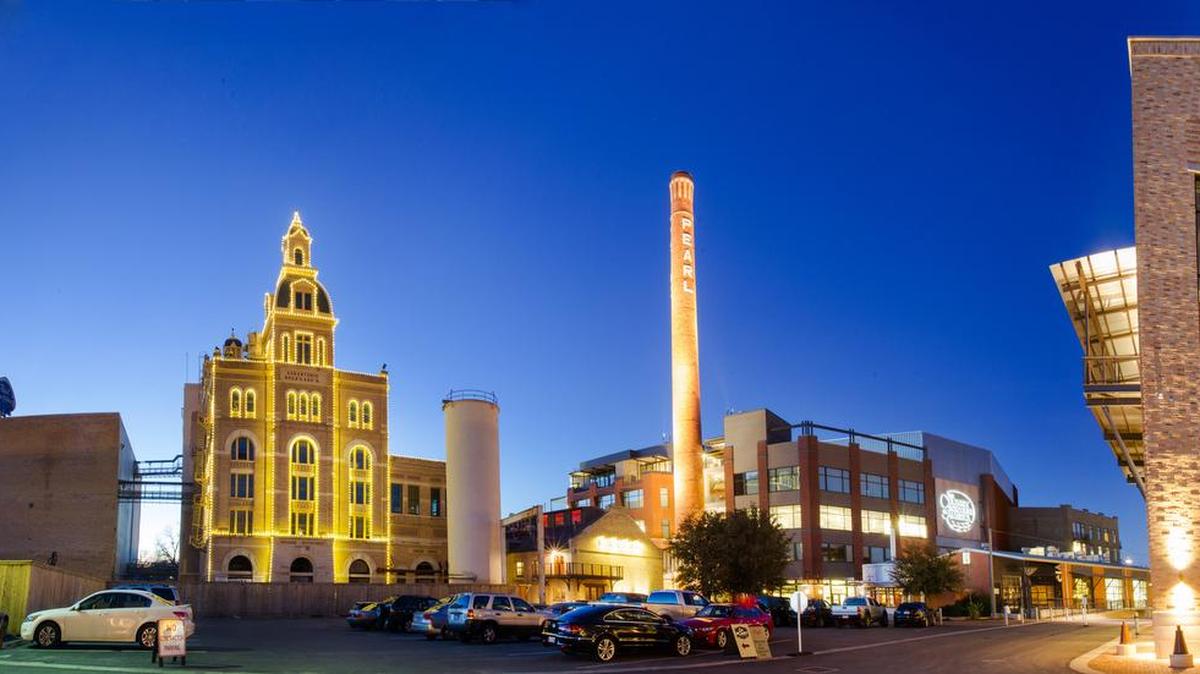 San Antonio’s redeveloped mixed-use Pearl development is just north of downtown, less than 2 miles from Trinity University.