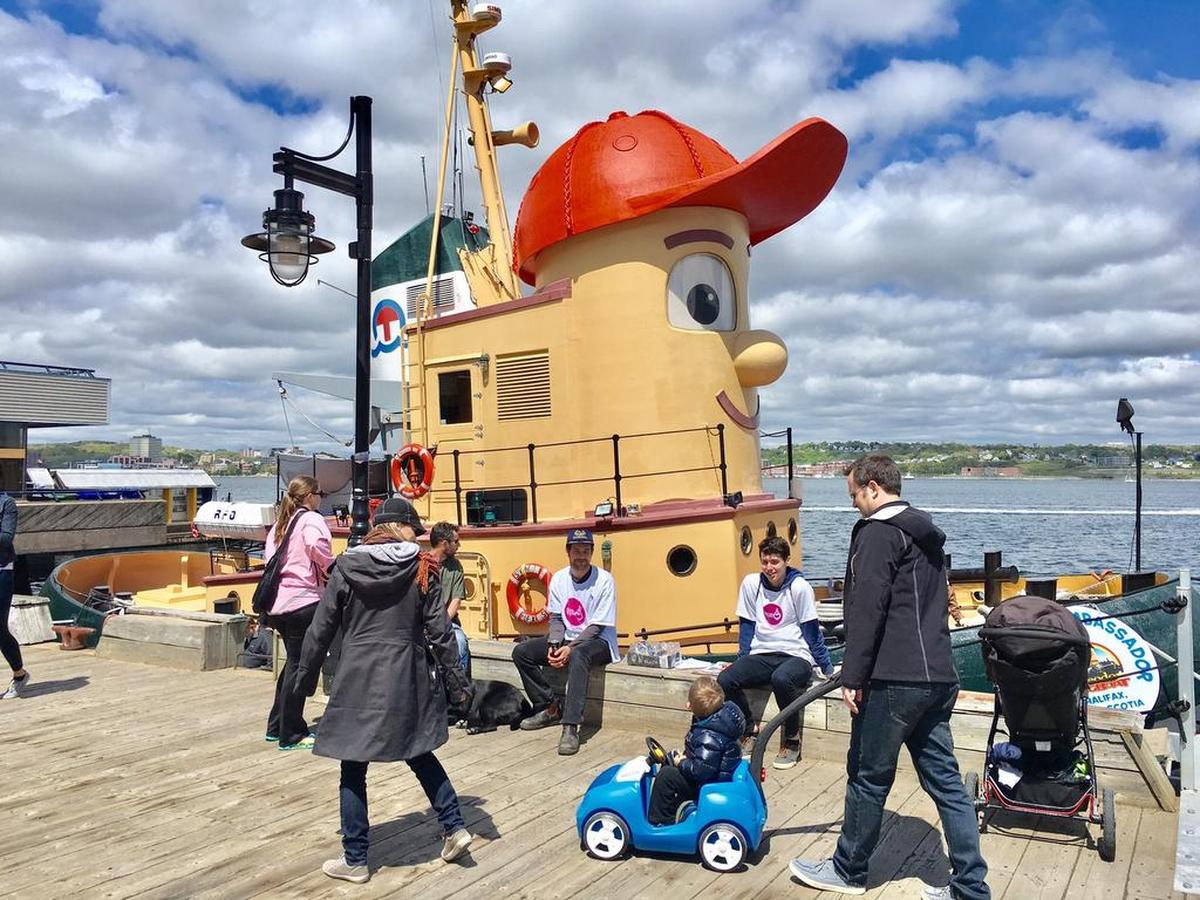 Theodore Tugboat, moored on the Halifax boardwalk, is popular with families.