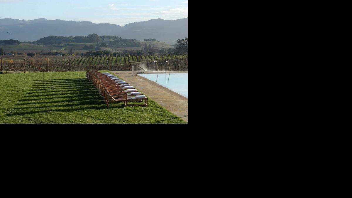 
The Hilltop Pool at The Carneros Inn sits at the edge of pretty, vineard-dotted countryside.
