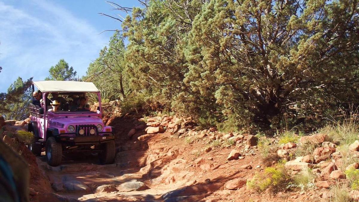 Pink Jeep Tours in the Sedona area take visitors to places with names like Submarine Rock and the “Road of No Return,” as well as on longer excursions to the Grand Canyon, two hours away.