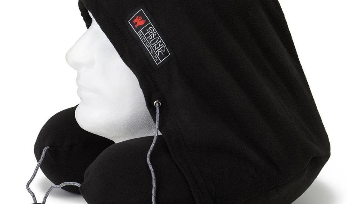 L.L. Bean’s hooded memory-foam travel pillow, $40, rolls up for storage.
