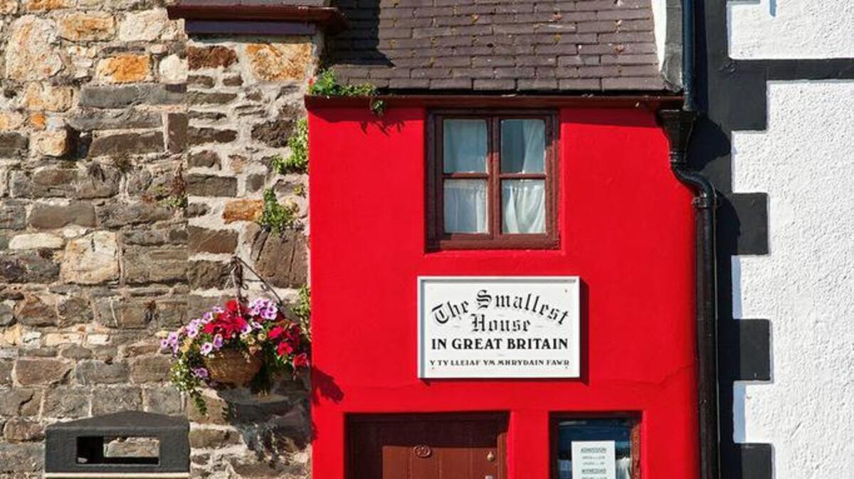The smallest house in Great Britain, measuring eight feet tall by six feet wide, in Conwy, Wales.
